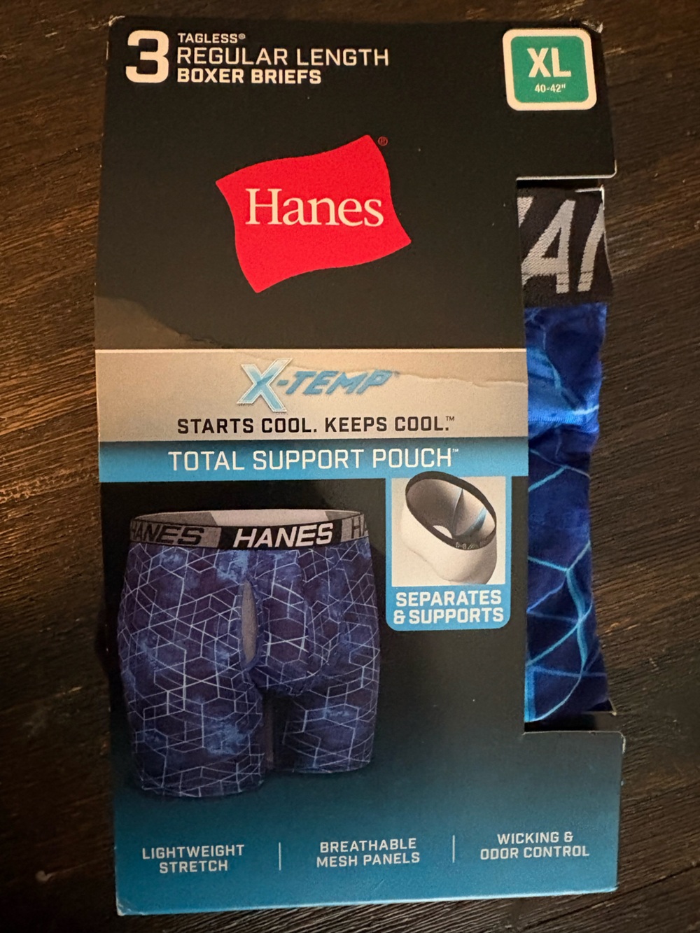 Hanes Men’s 3 pack Blue Geometric regular length boxer